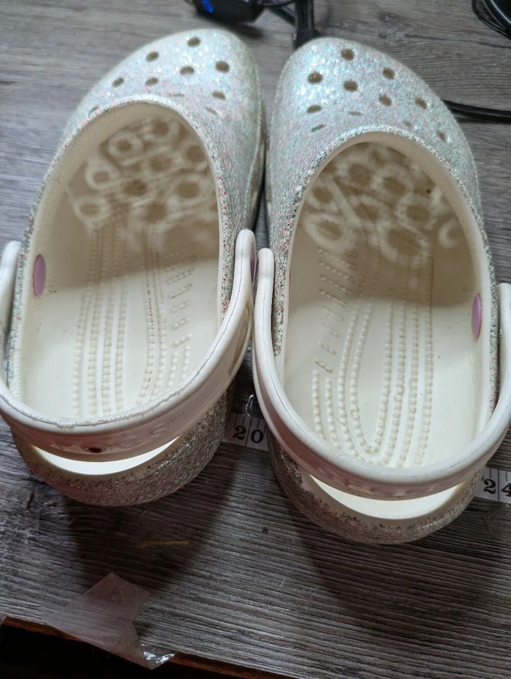 Crocs‎ Silver Glittery Slip On Clogs Size Junior 3 Girls